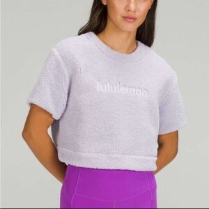 Lululemon Women's Textured Fleece Embroidered Logo T-Shirt Faint Lavender 2